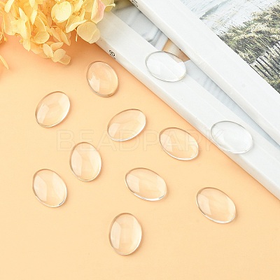 Transparent Oval Glass Cabochons X-GGLA-R022-18x13-1