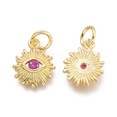 Brass Micro Pave Cubic Zirconia Pendants KK-P187-16-G-1