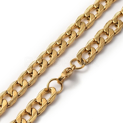 201 Stainless Steel Curb Chain Necklace & Rectangle Link Bracelet SJEW-F220-02B-1
