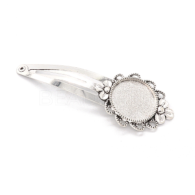 Alloy Snap Hair Clip with Blank Round Trays PW-WG38295-03-1