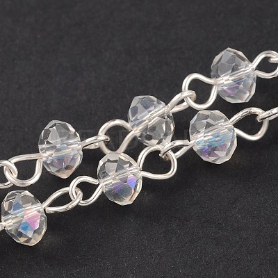 Handmade Rondelle Glass Beads Chains for Necklaces Bracelets Making AJEW-JB00121-01-1