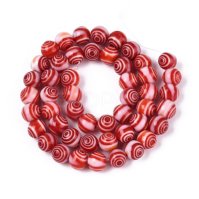 Handmade Millefiori Glass Round Beads Strands LK-R004-93G-1