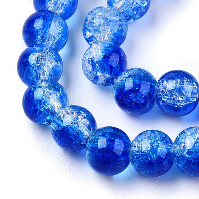 Transparent Crackle Baking Paint Glass Beads Strands DGLA-T003-01C-03-1