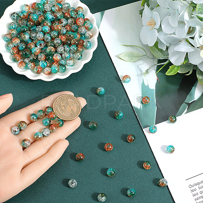 300Pcs Transparent Crackle Acrylic Beads CACR-SP0001-01A-1