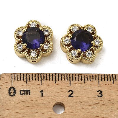 Brass Micro Pave Cubic Zirconia Beads KK-B142-33G-1
