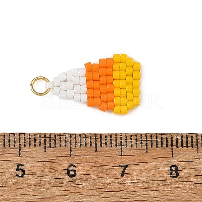 Halloween Glass Seed Beaded Pendants PALLOY-MZ01418-1