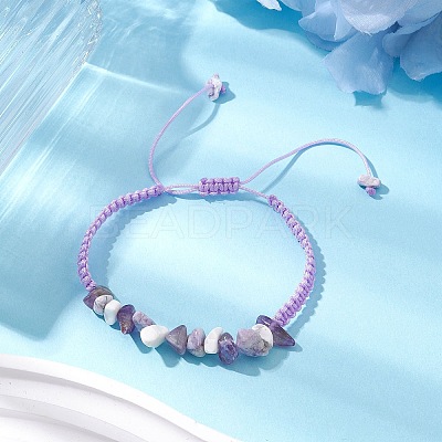 Adjustable Natural Gemstone Braided Bracelets for Women BJEW-JB10997-02-1