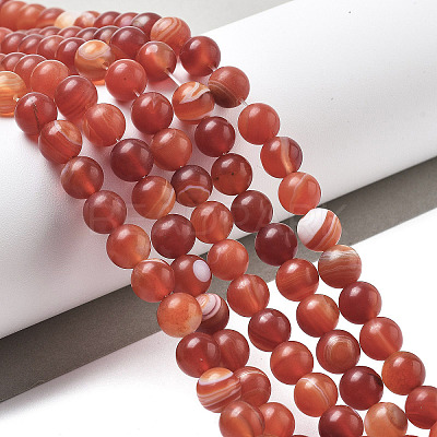 Natural Grade A Striped Agate/Banded Agate Beads Strands G-E478-03-8mm-1
