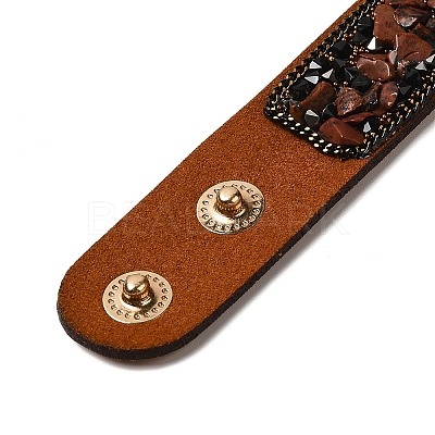 Faux Suede Snap Cord Bracelet LS-BJEW-F428-07-1