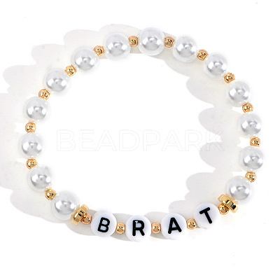 Minimalist ABS Imitatiom Pearl Round Beads Stretch Bracelets for Women EC7988-3-1