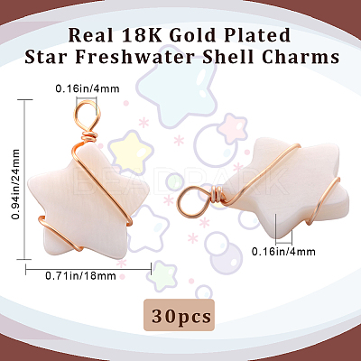30Pcs Natural Freshwater Shell Pendants FIND-BBC0002-65-1