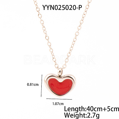 French Romantic Stainless Steel Enamel Heart Pendant Necklaces for Women XY4598-2-1