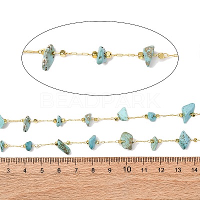 3.28 Feet Handmade Synthetic Turquoise Beaded Chains X-CHC-I026-D-01G-1