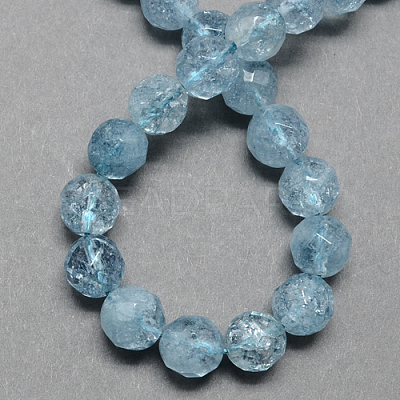 Dyed Natural Blue Sponge Quartz Bead Strands X-G-R174-9mm-1