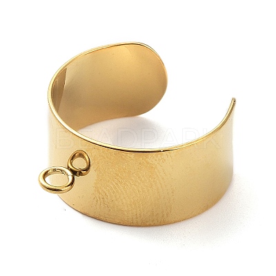 Ion Plating(IP) 304 Stainless Steel Open Cuff Finger Ring Components STAS-WH0029-40B-G-1