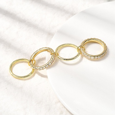 Brass Micro Pave Cubic Zirconia Finger Rings RJEW-P166-12G-01-1