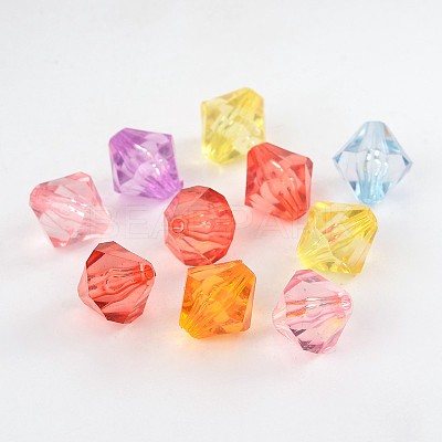 Faceted Bicone Transparent Acrylic Beads DBB16MM-1
