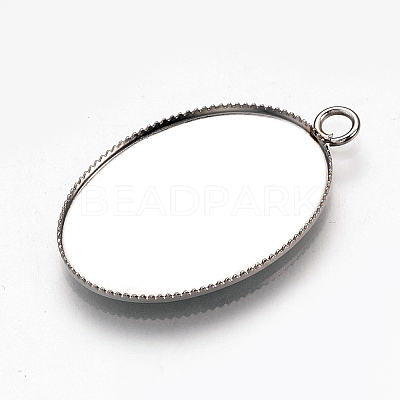 Tarnish Resistant 304 Stainless Steel Pendant Cabochon Settings STAS-T008-123-1