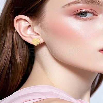 2Pcs 304 Stainless Steel Vortex Cuff Earrings EJEW-LP0009-20G-1