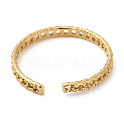 304 Stainless Steel Hollow Round Open Cuff Rings for Women STAS-D085-19G-1