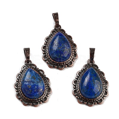 Dyed Natural Lapis Lazuli Teardrop Pendants G-K363-01R-04-1