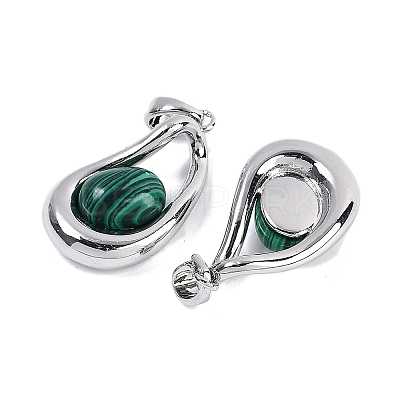Synthetic Malachite Teardrop Pendants KK-U043-39P-01-1