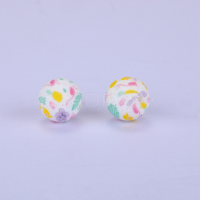 Printed Round Silicone Focal Beads SI-JX0056A-40-1