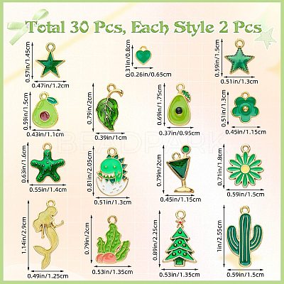 30Pcs 15 Styles Alloy Enamel Pendants ENAM-SZ0003-73-1