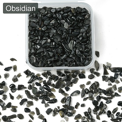 50G Natural Obsidian Chip Beads G-YW0001-59-1