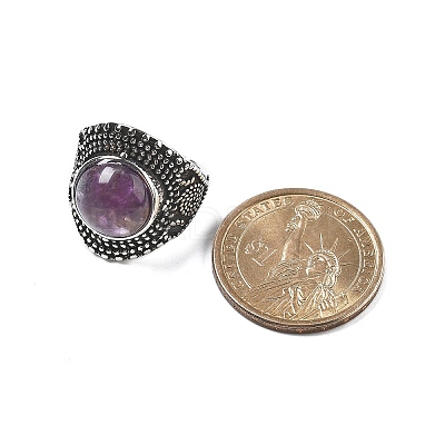 Natural Amethyst Adjustable Rings RJEW-I108-03AS-09-1