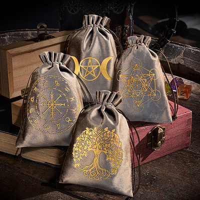 Rectangle Gold Stamping Velvet Tarot Storage Drawstring Bags for Divination ABAG-WH20001-25A-1