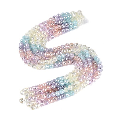 Electroplate Imitation Jade & Opaque & Transparent Glass Beads Strands EGLA-Q135-8MM-A02-1