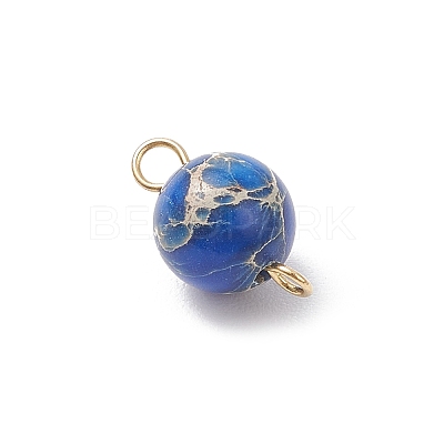 Dyed Natural Imperial Jasper Round Connector Charms PALLOY-JF04248-02-1