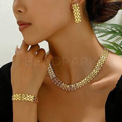Retro Alloy Chain Bracelets & Earrings & Necklaces Sets for Women FZ4495-1