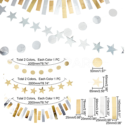 5Pcs 5 Style Paper Garlands AJEW-PH0004-58-1