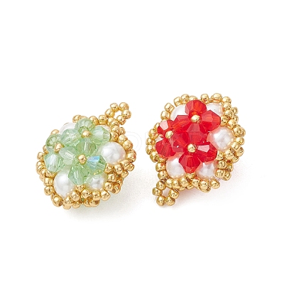 Glass Seed Beaded Pendants PALLOY-MZ01288-1