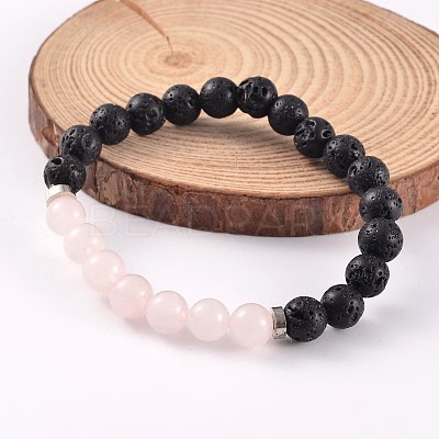 Natural Lava Rock Beaded Stretch Bracelets BJEW-JB02184-1