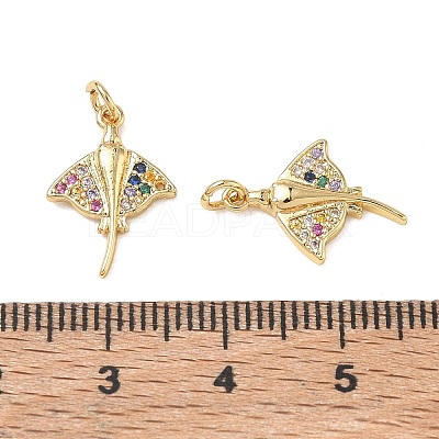 High Polished Ocean Brass Micro Pave Clear Cubic Zirconia Pendants CU-CBAF3CF-02O-02-1