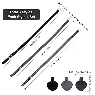3 Sets 3 Style PU Shoelace FIND-GF0002-71-1