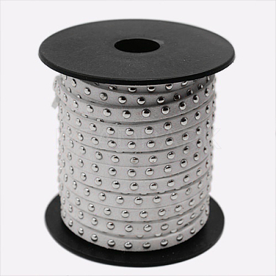 Silver Aluminum Studded Faux Suede Cord LW-D004-03-S-1