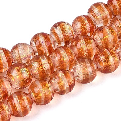 Handmade Foil Glass Beads Strands FOIL-N033-05E-1