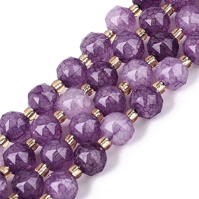 Ombre Effect Dyed Transparent Crackle Glass Beads Strands GLAA-Q111-8MM-03-1