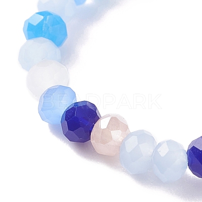 Glass Beaded Stretch Finger Ring with Cube for Women RJEW-JR00431-1