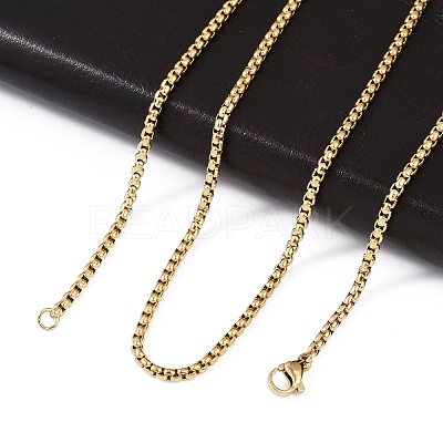 304 Stainless Steel Box Chain Necklaces X-NJEW-P244-01G-1