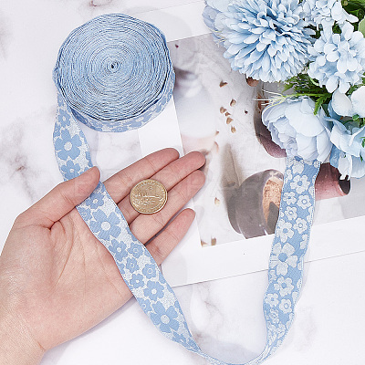 Flower Polyester Ribbons SRIB-WH20020-053A-03-1