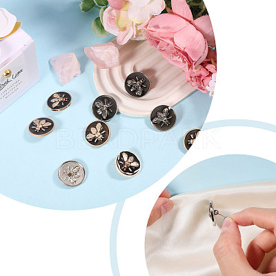 24Pcs 3 Colors 1-Hole Zinc Alloy Flat Round with Bees Buttons BUTT-CA0001-30-1