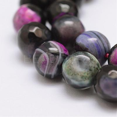 Faceted Natural Fire Crackle Agate Beads Strands G-F447-8mm-B08-1