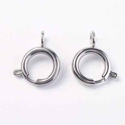Tarnish Resistant 304 Stainless Steel Smooth Surface Spring Ring Clasps STAS-E143-03D-P-1