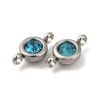 304 Stainless Steel Single Rhinestone Connector Charms STAS-E194-13P-14-1