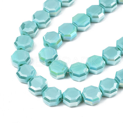 Electroplate Opaque Solid Color Glass Beads Strands EGLA-N002-27-A03-1